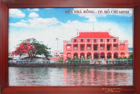 Tranh gạo màu Bến Nhà Rồng