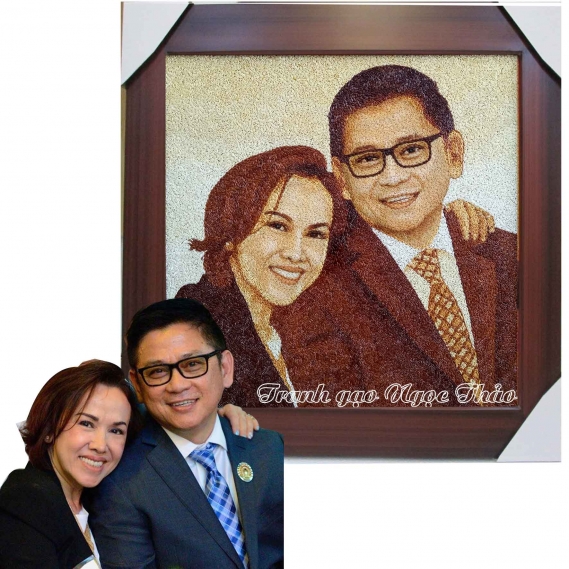 Tranh Gạo Chân Dung Hai Người
